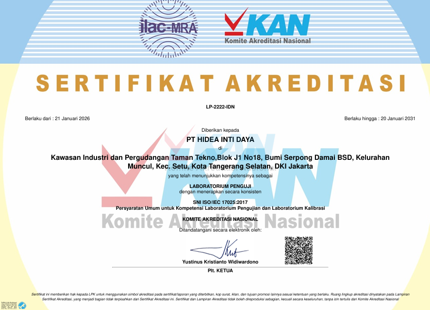 Akreditasi dan Sertifikasi KAN Resmi PT Hidea Inti Daya 1 image